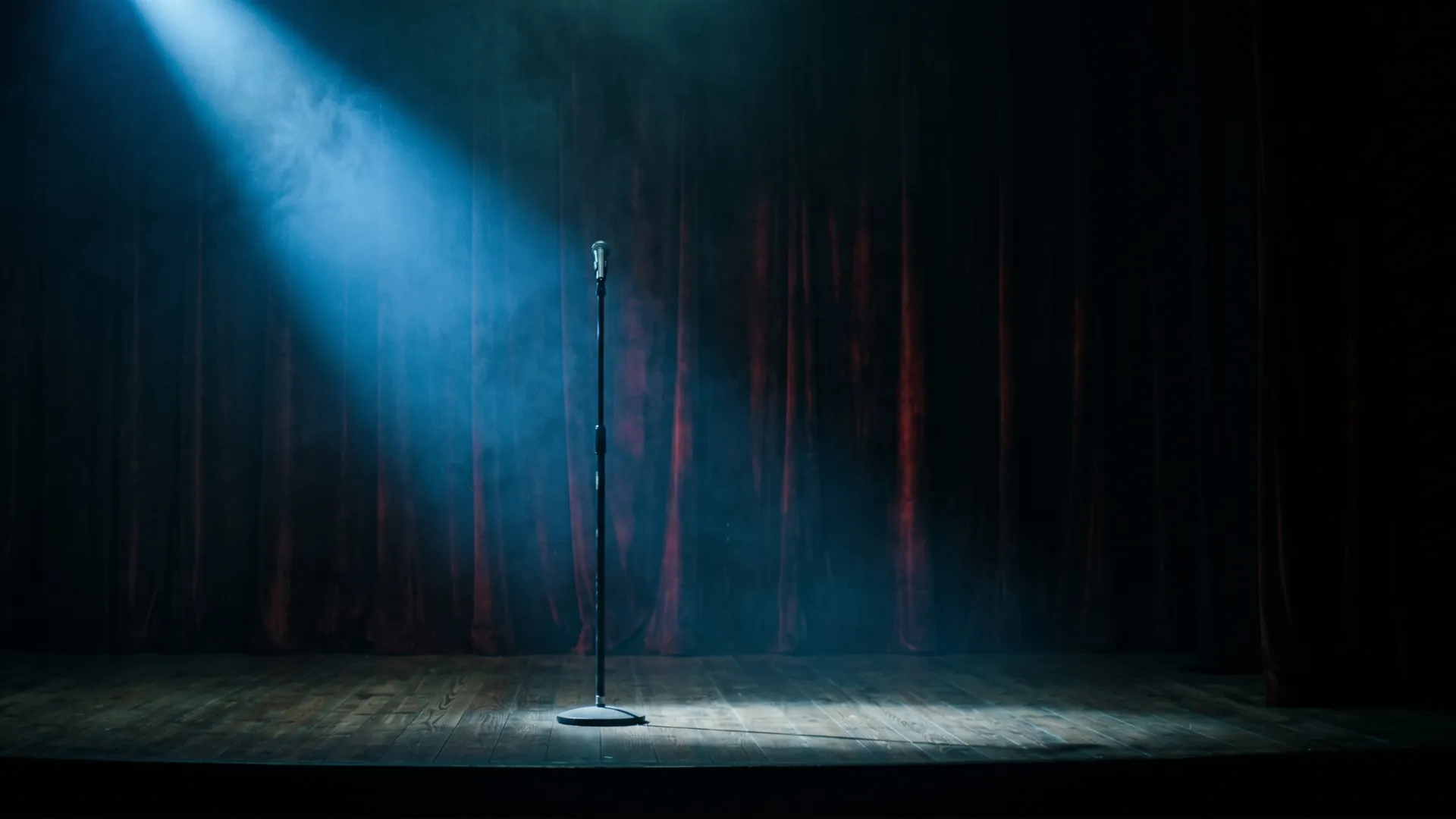 Empty stage with single spotlight before show